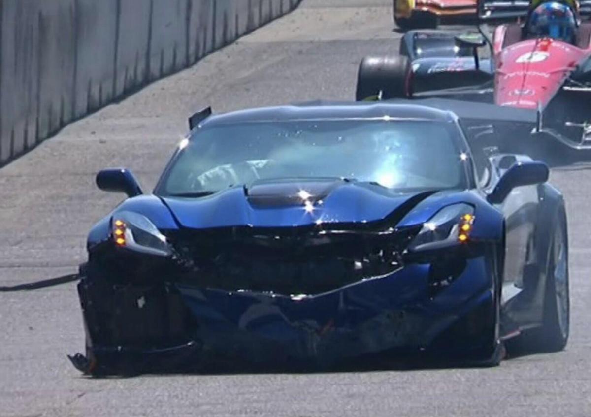 GM executive crashes Corvette ZR1 pace car on IndyCar parade lap