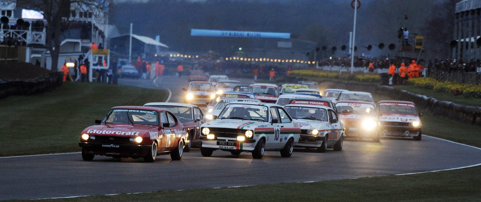 Action in the snow at Goodwood 76th Members' Meeting