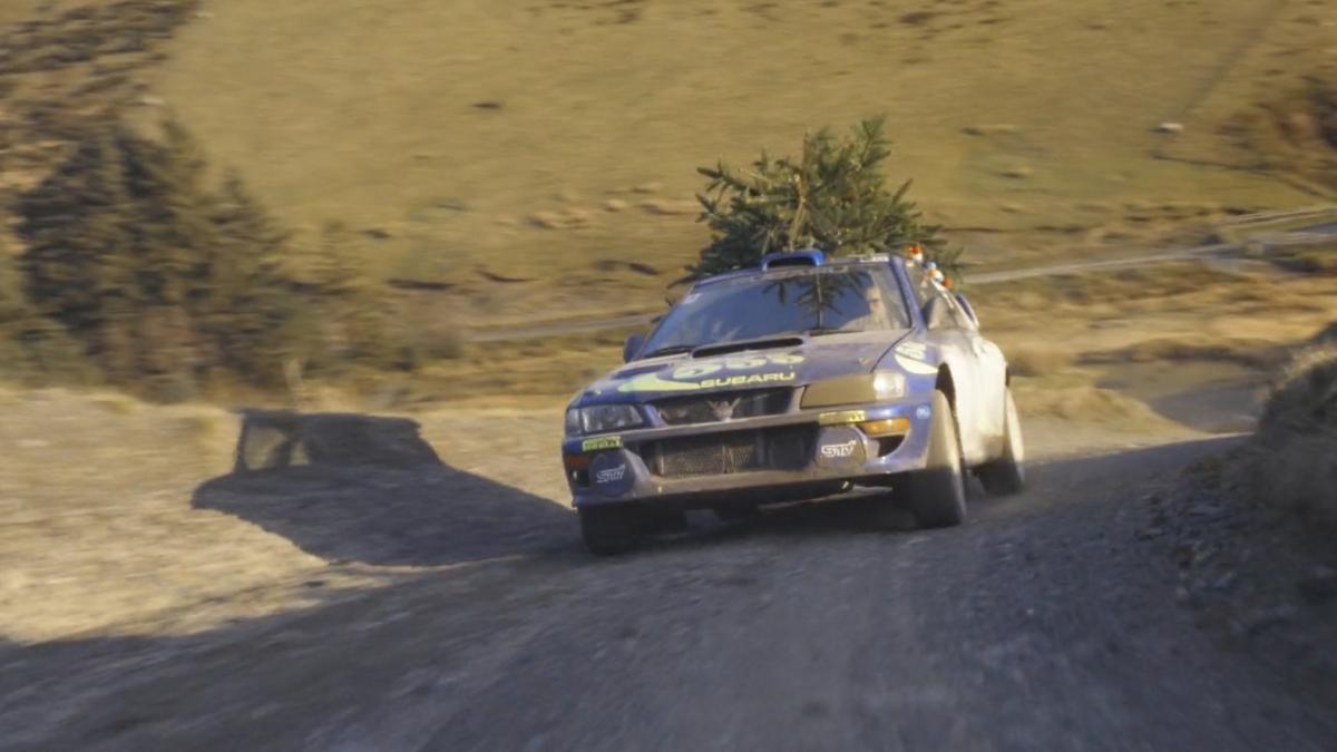 Watch this ex-Colin McRae WRC Subaru deliver a Christmas tree